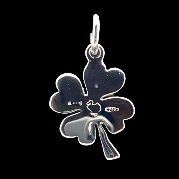 COLLIER-PENDENTIF  TREFLE A QUATRE FEUILLES "DODO" OR GRIS 18K ET DIAMANT – Image 4