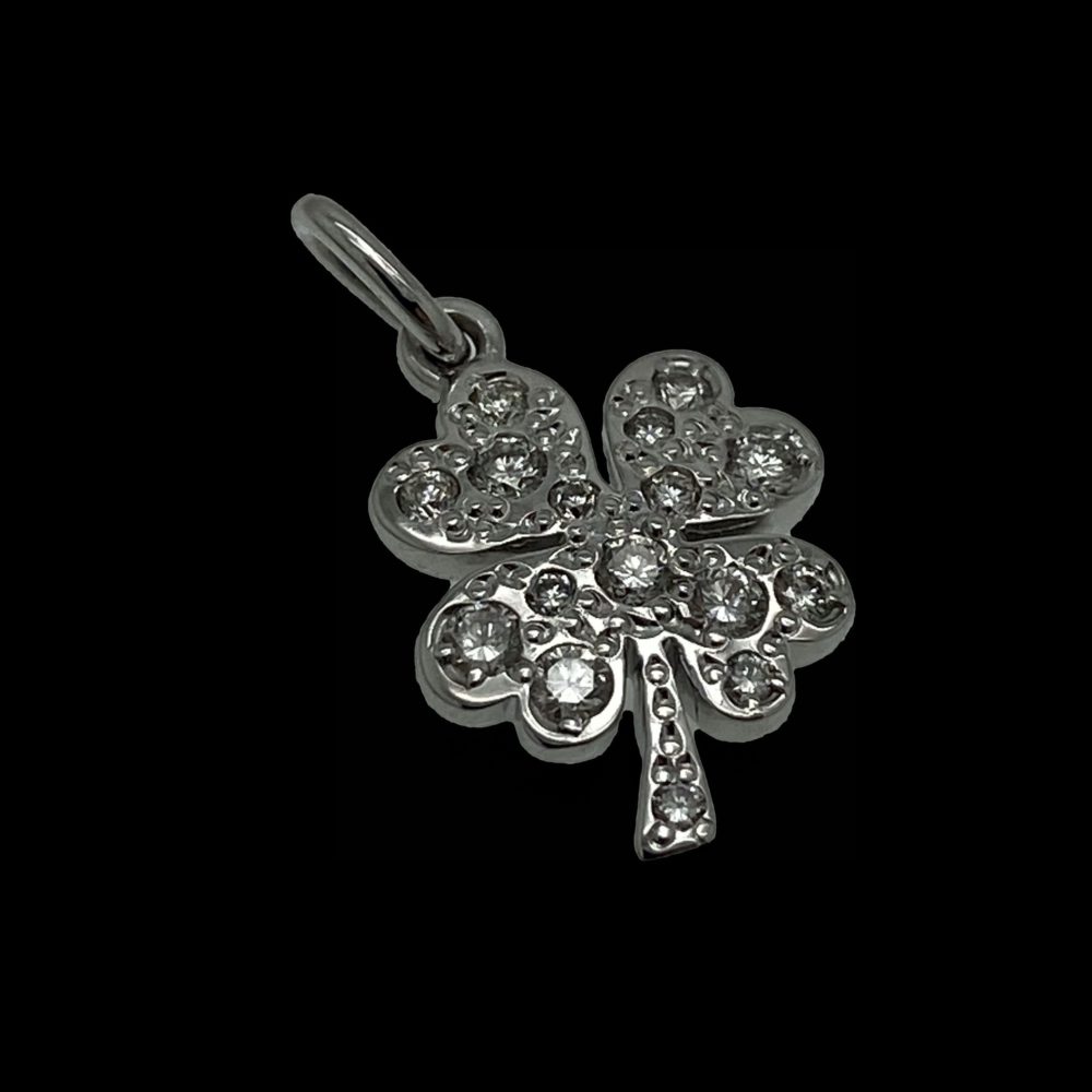 Collier Dolly-Bijoux - Pendentif Trèfle Saphir Et Diamant CZ - Argent Rhodié - 44 Cm