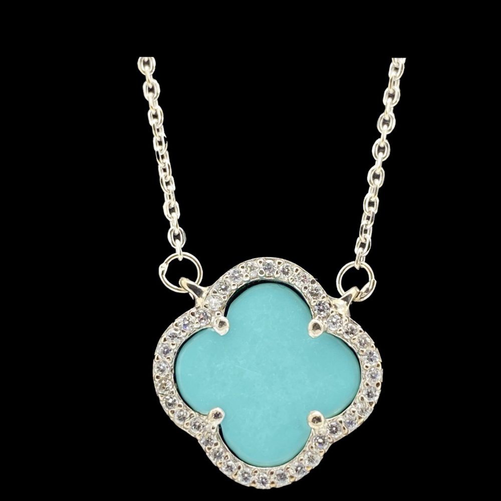 Collier Pendentif Trèfle à 4 Feuilles Et Bréchet En Argent 925 - Longueur Réglable 41-56 Cm - Neuf