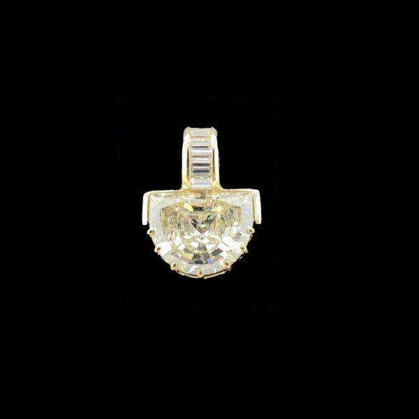 COLLIER-PENDENTIF  DEMI-LUNE OR JAUNE 18K ET DIAMANT 2 CTS L-SI1 – Image 5