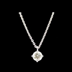 COLLIER-PENDENTIF  SOLITAIRE GUBELIN OR GRIS 18K ET DIAMANT 0.50CTS TAILLE 42CM