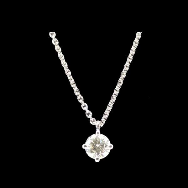 COLLIER-PENDENTIF  SOLITAIRE GUBELIN OR GRIS 18K ET DIAMANT 0.50CTS TAILLE 42CM