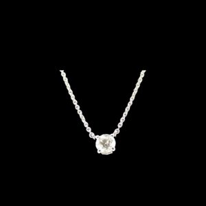 COLLIER-PENDENTIF  SOLITAIRE OR GRIS 9K ET DIAMANT 0.20CTS