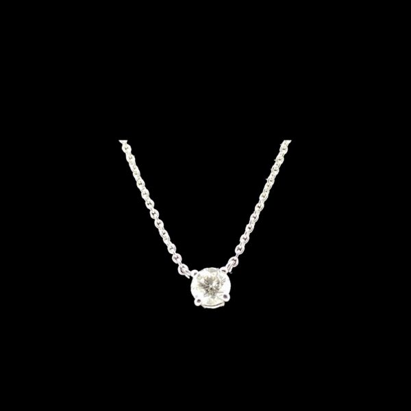 COLLIER-PENDENTIF  SOLITAIRE OR GRIS 9K ET DIAMANT 0.20CTS