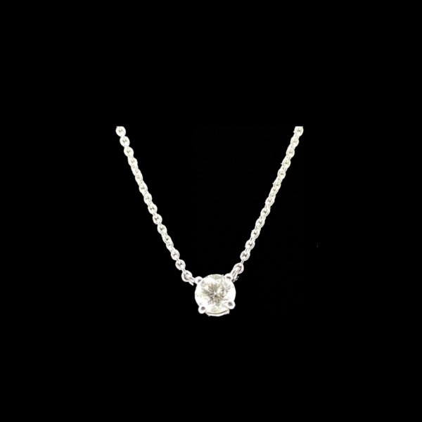 COLLIER-PENDENTIF  SOLITAIRE OR GRIS 9K ET DIAMANT 0.20CTS – Image 2