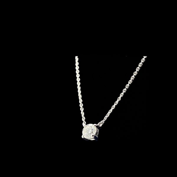 COLLIER-PENDENTIF  SOLITAIRE OR GRIS 9K ET DIAMANT 0.20CTS – Image 3