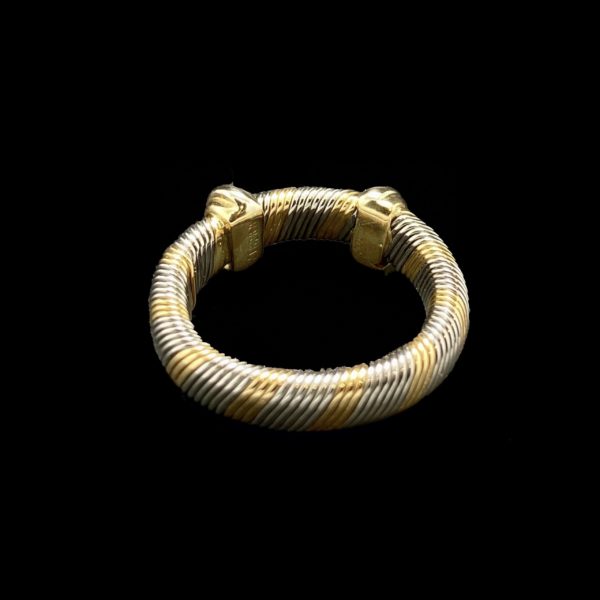 BAGUE CARTIER SILVERIUM RESSORT CABLE OR JAUNE 18K ET ACIER TAILLE 47 – Image 4
