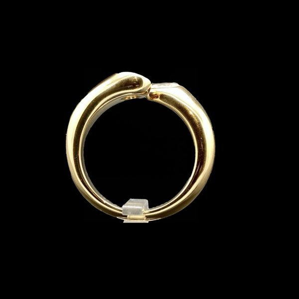 BAGUE CARTIER 1995 ELLIPSE DEUX TETES CROISEES OR JAUNE 18K SERTIE DE DEUX DIAMANTS OVAL TAILLE 52 – Image 2