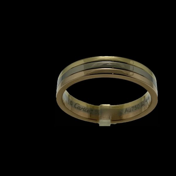 BAGUE CARTIER  ALLIANCE TRINITY 3 OR ROSE GRIS JAUNE 18K TAILLE 63 – Image 5