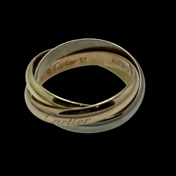 BAGUE CARTIER  TRINITY CLASSIQUE 3 OR ROSE GRIS JAUNE 18K TAILLE 57 – Image 4