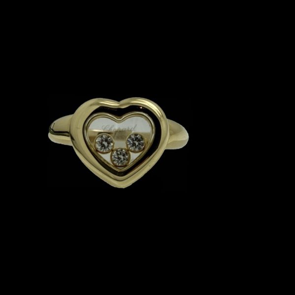 BAGUE CHOPARD  HAPPY DIAMONDS ICONS OR JAUNE 18K 3 DIAMANTS TAILLE 52 – Image 3