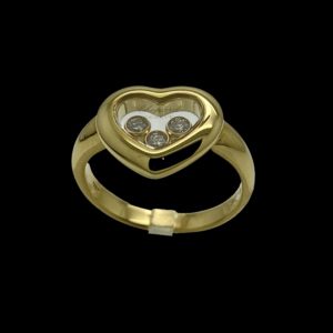 BAGUE CHOPARD  HAPPY DIAMONDS ICONS OR JAUNE 18K 3 DIAMANTS TAILLE 52