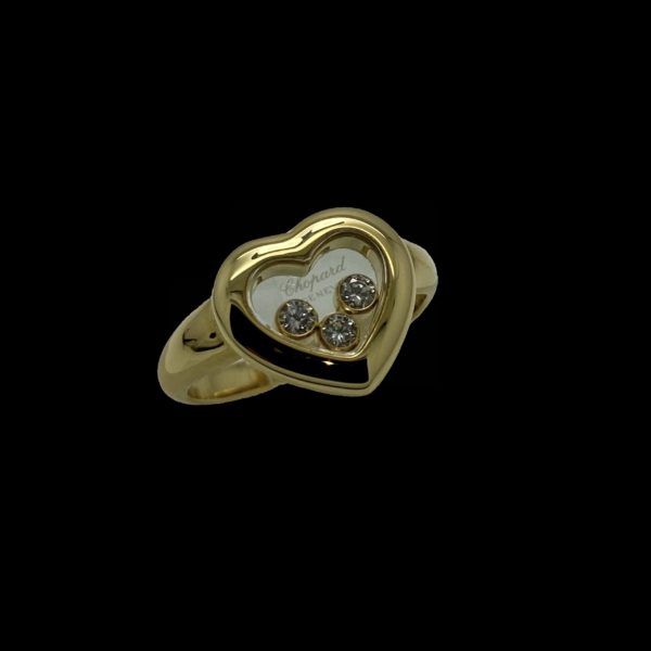 BAGUE CHOPARD  HAPPY DIAMONDS ICONS OR JAUNE 18K 3 DIAMANTS TAILLE 52 – Image 6