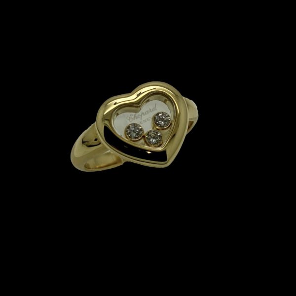 BAGUE CHOPARD  HAPPY DIAMONDS ICONS OR JAUNE 18K 3 DIAMANTS TAILLE 52 – Image 4