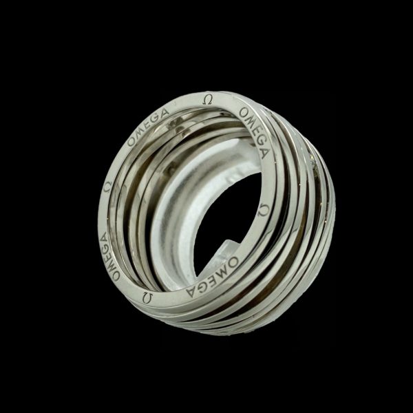 BAGUE OMEGA AQUA SWING OR GRIS 18K ET DIAMANTS TAILLE 57 – Image 3