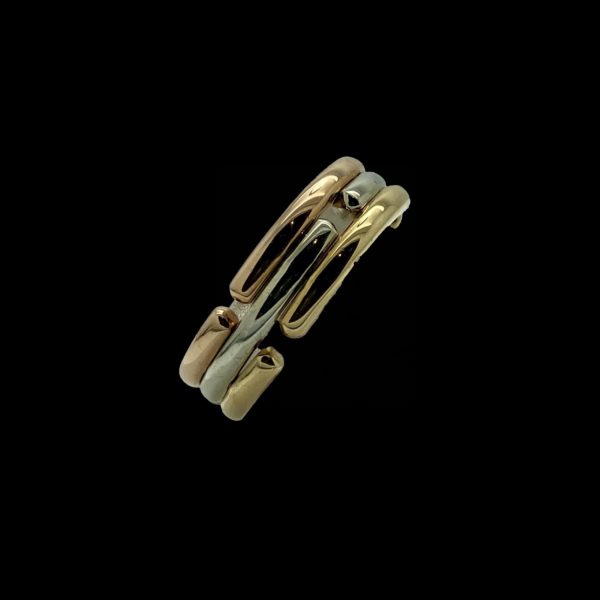 BAGUE BVLGARI ARTICULEE OR ROSE GRIS JAUNE 18K TAILLE 49 – Image 4