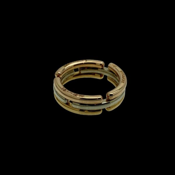 BAGUE BVLGARI ARTICULEE OR ROSE GRIS JAUNE 18K TAILLE 49 – Image 5