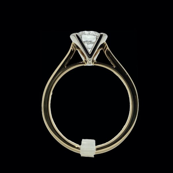 BAGUE SOLITAIRES DIAMANT 0,89CT. TOP WESSELTON-VS OR JAUNE & GRIS 18K/750 – Image 3