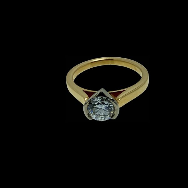 BAGUE SOLITAIRES DIAMANT 0,89CT. TOP WESSELTON-VS OR JAUNE & GRIS 18K/750 – Image 4