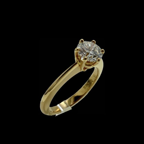 BAGUE SOLITAIRES DIAMANT 1,15CT. VS2-H OR JAUNE 18K/750 – Image 2