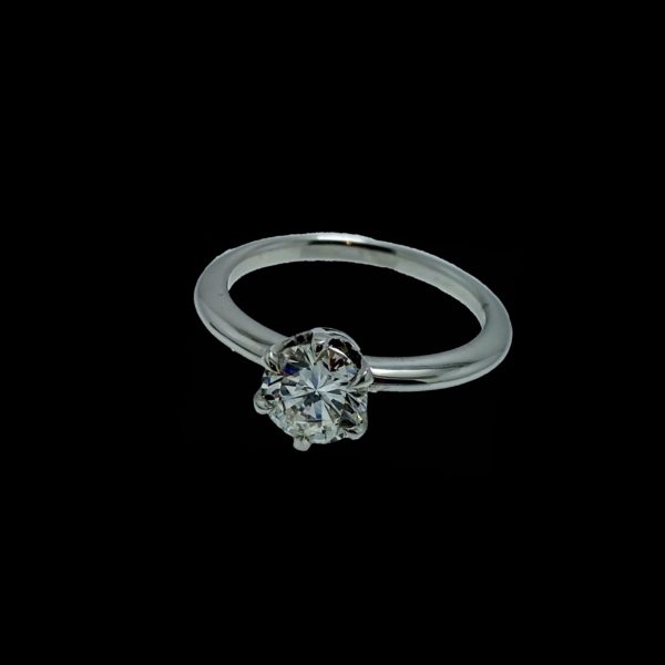 BAGUE SOLITAIRES PIECE UNIQUE CREATION OR24 OR 18K/750 GRIS – Image 9