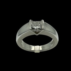 BAGUE SOLITAIRES DIAMANT TAILLE PRINCESSE 1,01CT. OR GRIS 18K/750