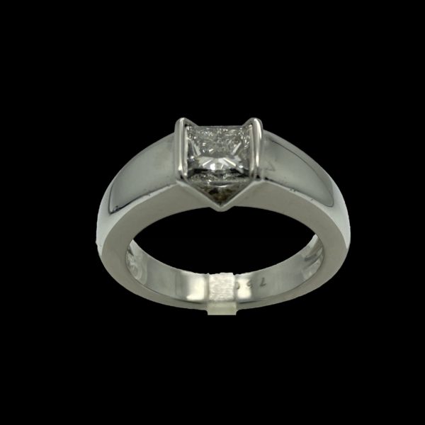 BAGUE SOLITAIRES DIAMANT TAILLE PRINCESSE 1,01CT. OR GRIS 18K/750