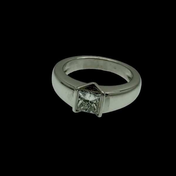BAGUE SOLITAIRES DIAMANT TAILLE PRINCESSE 1,01CT. OR GRIS 18K/750 – Image 3