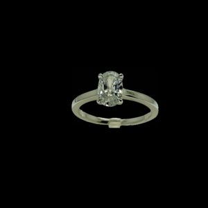 BAGUE SOLITAIRES DIAMANT OVALE ET OR 18K/750 GRIS TAILLE 53