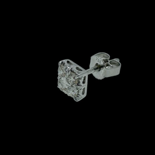 BOUCLES D'OREILLES EN OR GRIS 750 CARREE SERTIES DE 4 DIAMANTS 0,56CTS. – Image 2