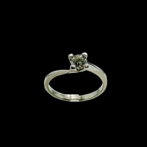BAGUE SOLITAIRES CROISEE DIAMANT 0,50CT. TOP WESSELTON OR GRIS 18K TAILLE 56