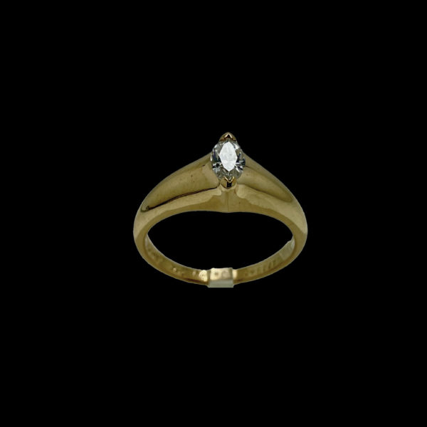 BAGUE CARTIER 1995 SOLITAIRES GIPSY OR JAUNE 18K SERTIE D'UN DIAMANTS MARQUISE TAILLE 53 – Image 9