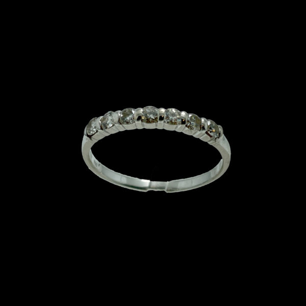 BAGUE DEMI-TOUR COMPLET 7 JOURS SERTIE DE 7 DIAMANTS OR GRIS 18K TAILLE 59 – Image 6