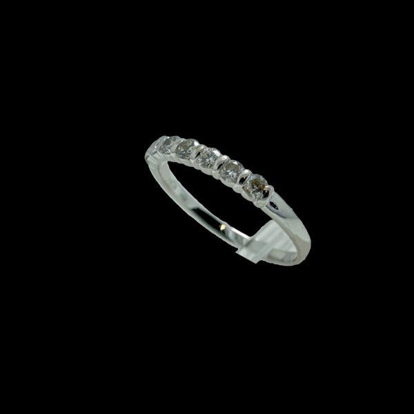 BAGUE DEMI-TOUR COMPLET 7 JOURS SERTIE DE 7 DIAMANTS OR GRIS 18K TAILLE 59 – Image 2