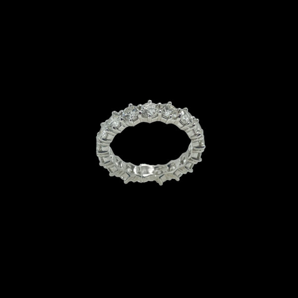 BAGUE TOUR COMPLET SERTIE DE 17 DIAMANTS 4 CARATS OR GRIS 18K TAILLE 54 – Image 7