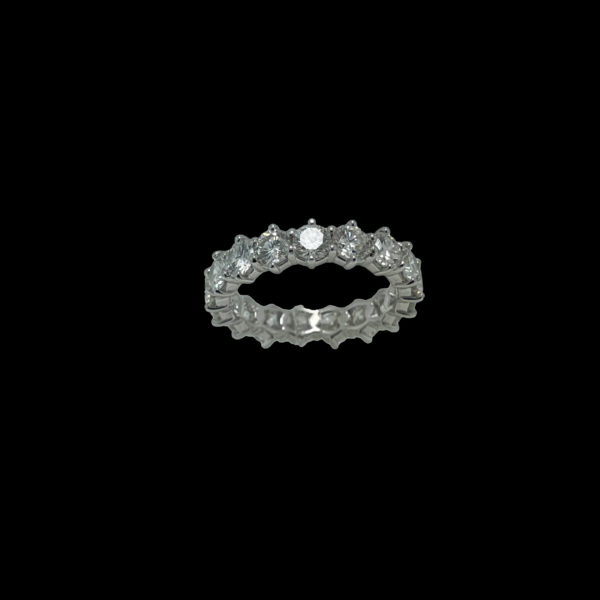BAGUE TOUR COMPLET SERTIE DE 17 DIAMANTS 4 CARATS OR GRIS 18K TAILLE 54 – Image 8