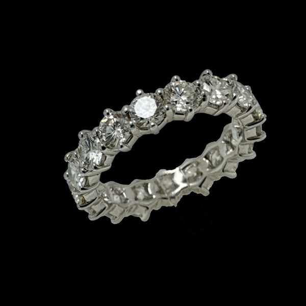 BAGUE TOUR COMPLET SERTIE DE 17 DIAMANTS 4 CARATS OR GRIS 18K TAILLE 54 – Image 9