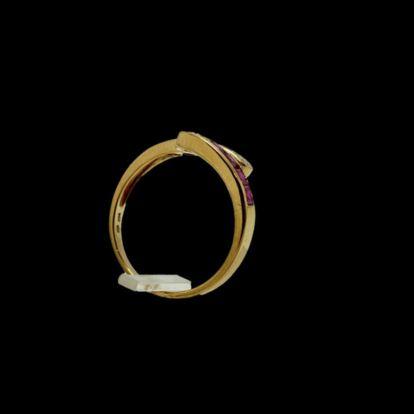 BAGUE TOI ET MOI OR JAUNE 18K DIAMANTS ET RUBIS TAILLE 53 – Image 3