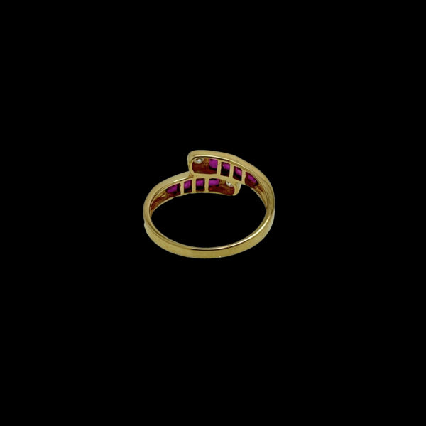 BAGUE TOI ET MOI OR JAUNE 18K DIAMANTS ET RUBIS TAILLE 53 – Image 5