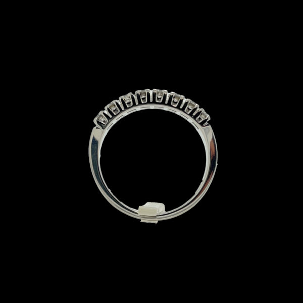 BAGUE DEMI-TOUR COMPLET DEUX LIGNES SERTIE DE 16 DIAMANTS OR GRIS 14K TAILLE 54 – Image 3