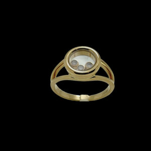 BAGUE CHOPARD  HAPPY DIAMONDS ICONS OR JAUNE 18K 3 DIAMANTS TAILLE 53