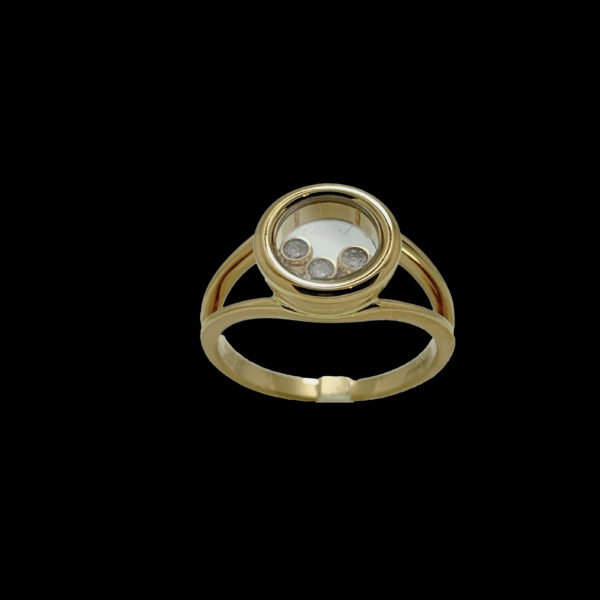 BAGUE CHOPARD  HAPPY DIAMONDS ICONS OR JAUNE 18K 3 DIAMANTS TAILLE 53