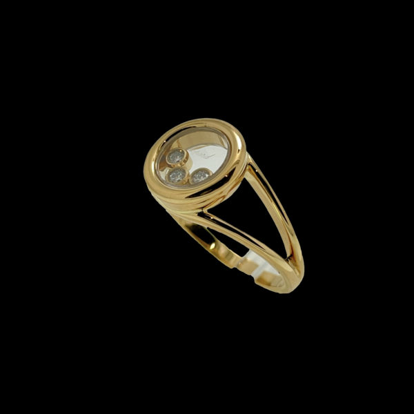BAGUE CHOPARD  HAPPY DIAMONDS ICONS OR JAUNE 18K 3 DIAMANTS TAILLE 53 – Image 2