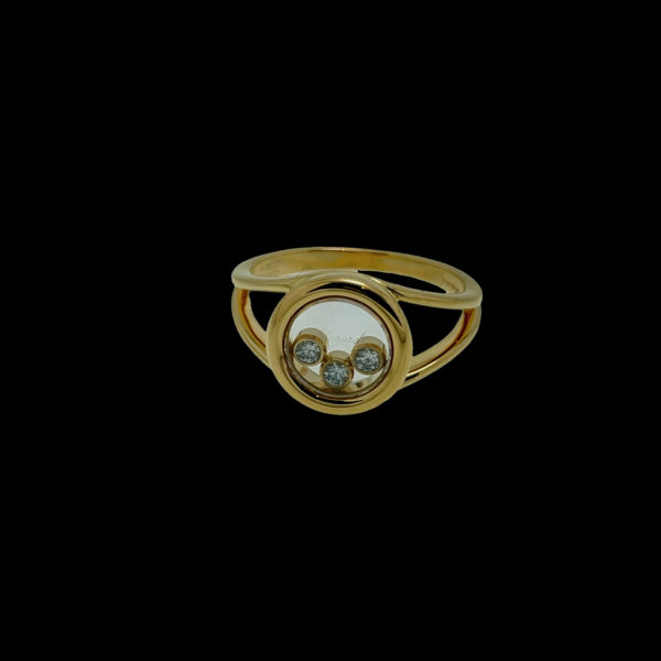 BAGUE CHOPARD  HAPPY DIAMONDS ICONS OR JAUNE 18K 3 DIAMANTS TAILLE 53 – Image 5