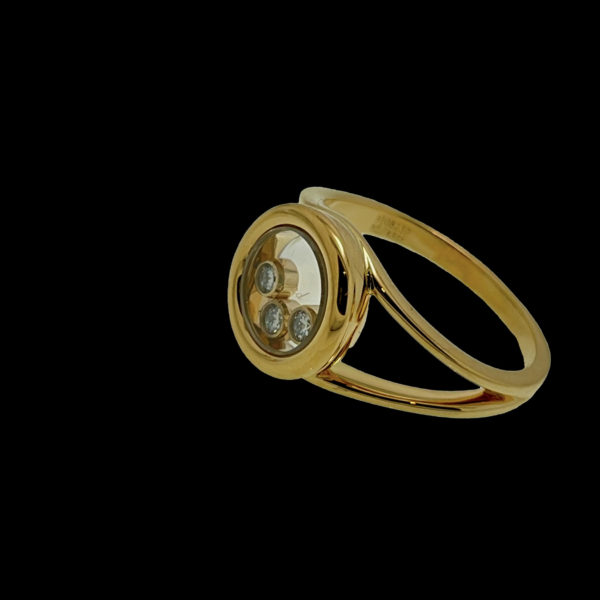 BAGUE CHOPARD  HAPPY DIAMONDS ICONS OR JAUNE 18K 3 DIAMANTS TAILLE 53 – Image 6