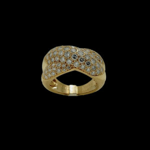 BAGUE CARTIER 1995 COLISEE DEUX ANNEAUX OR JAUNE 18K SERTIE DE 2 CARATS DE DIAMANTS TAILLE 51