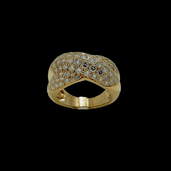 BAGUE CARTIER 1995 COLISEE DEUX ANNEAUX OR JAUNE 18K SERTIE DE 2 CARATS DE DIAMANTS TAILLE 51