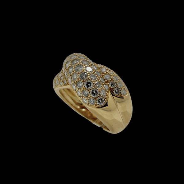BAGUE CARTIER 1995 COLISEE DEUX ANNEAUX OR JAUNE 18K SERTIE DE 2 CARATS DE DIAMANTS TAILLE 51 – Image 2