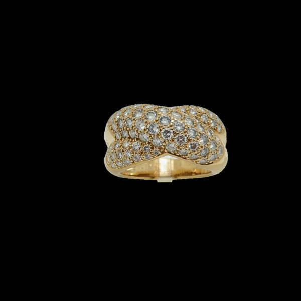 BAGUE CARTIER 1995 COLISEE DEUX ANNEAUX OR JAUNE 18K SERTIE DE 2 CARATS DE DIAMANTS TAILLE 51 – Image 3