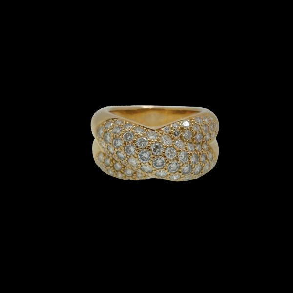 BAGUE CARTIER 1995 COLISEE DEUX ANNEAUX OR JAUNE 18K SERTIE DE 2 CARATS DE DIAMANTS TAILLE 51 – Image 4